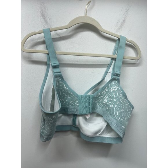Cacique 44DD Wireless Full Coverage Bra Light Blue Lace Polyester/Cotton Blend - Picture 8 of 9